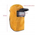 Leather Welding Hood Welder Mask Breathable Helmet For Eyes Face Neck Protection With Lens Yellow