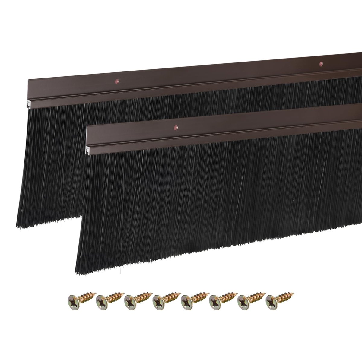 Door Brush Bottom Sweep 2 Pack H Shape Aluminum Alloy Base With 3 9 In Pp For Home Anddustrial Use 47 In Length Brown