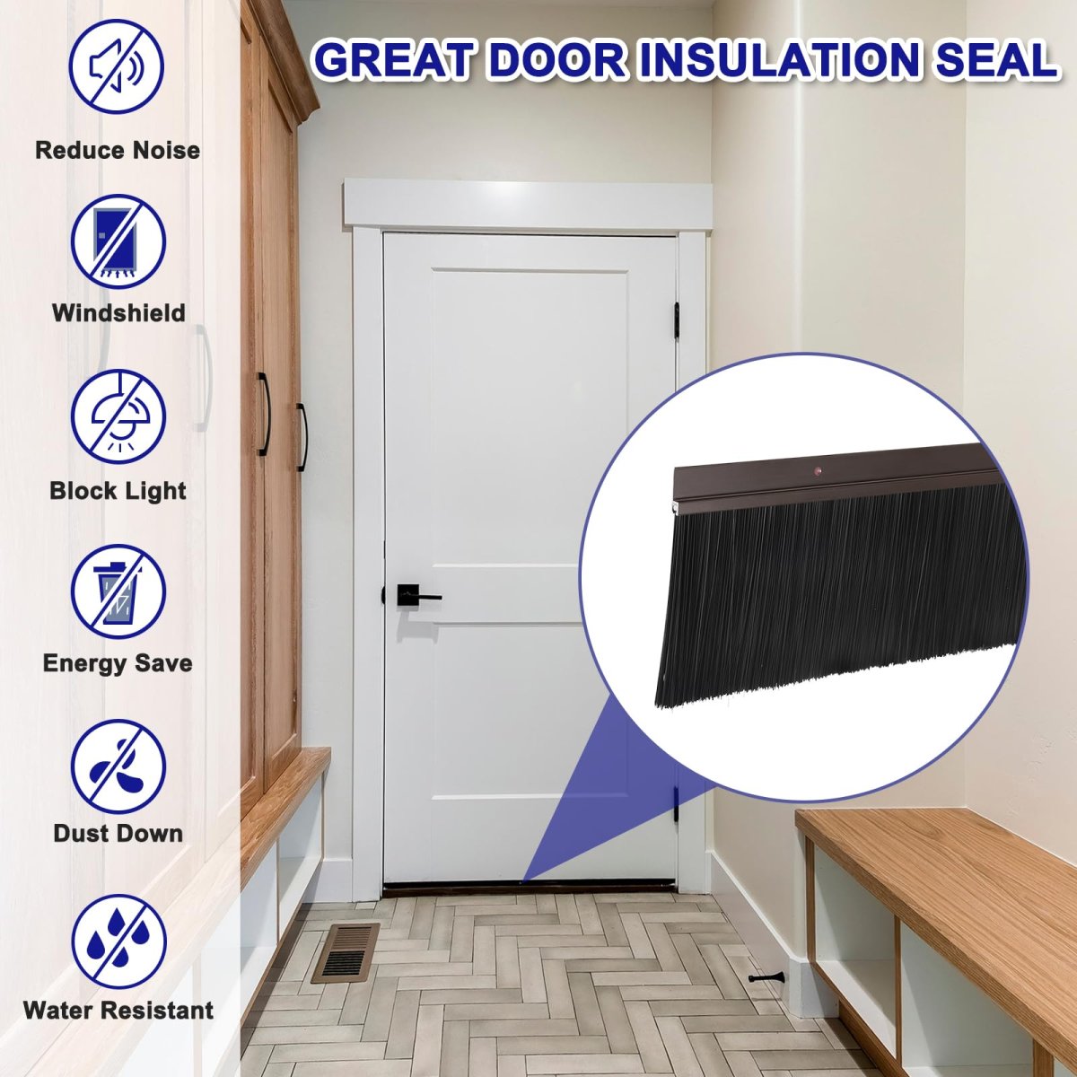Door Brush Bottom Sweep 2 Pack H Shape Aluminum Alloy Base With 3 9 In Pp For Home Anddustrial Use 47 In Length Brown