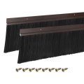 Door Brush Bottom Sweep 2 Pack H Shape Aluminum Alloy Base With 3 9 In Pp For Home Anddustrial Use 47 In Length Brown 