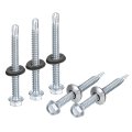 14 X 2-1 2 Self Drilling Screws With Rubber Washer 100pcs Zinc Plated Steel Roofing Hex Head Tapping Epdm For Metal To 