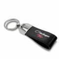 Ipick Image For Dodge Challenger R T Classic Black Real Leather Loop Strap Chrome Metal Key Chain Keychain Official Licensed