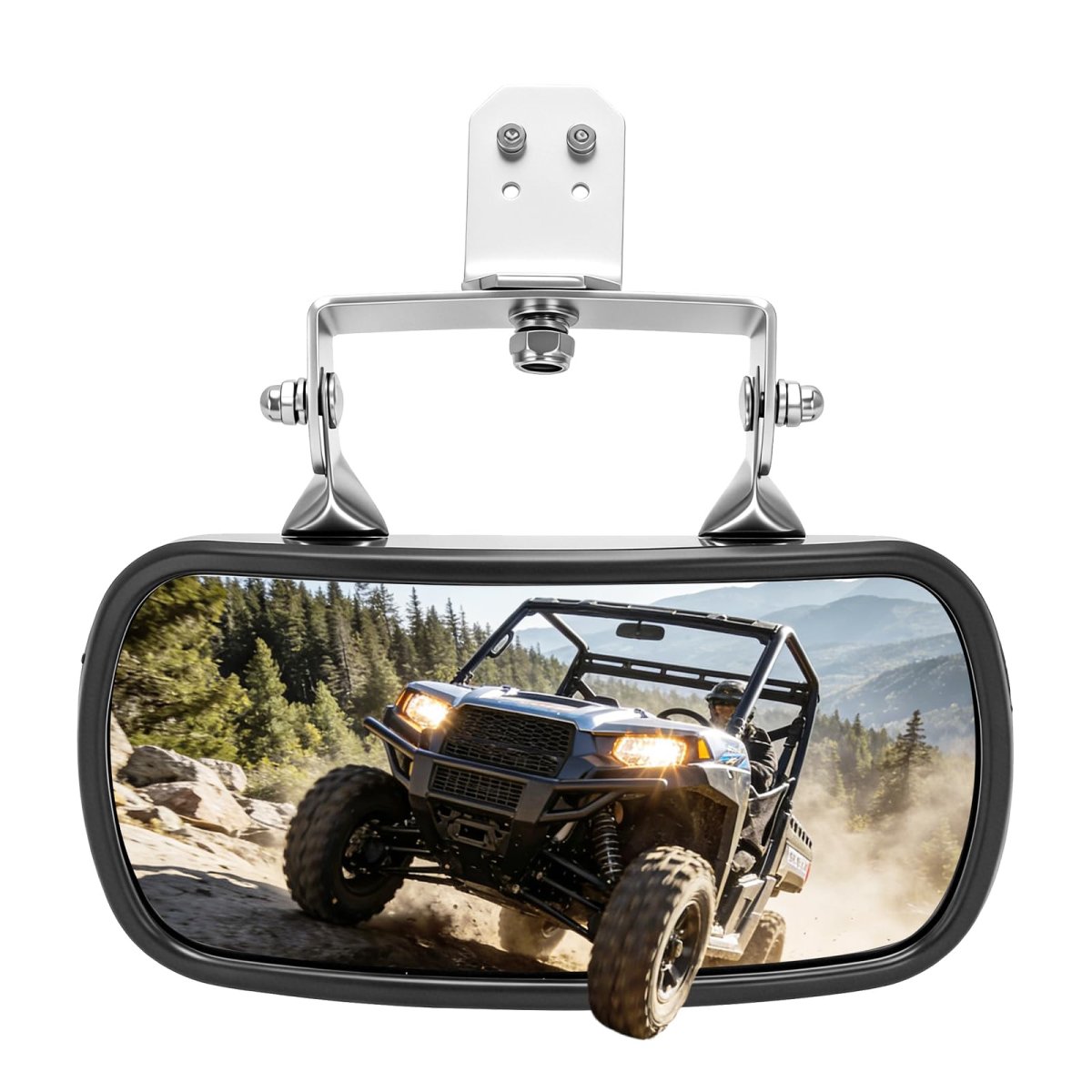 Utv Rear View Mirror For Polaris Ranger 500 570 900 Xp 1000 Crew 2013 To 2025 Convex Shatterproof Glass With Roll Cage Mount