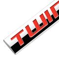 Chrome Finish Metal Emblem Twin Turbo Badge Red Letter