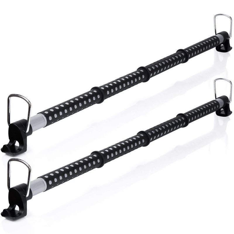 Zone Tech Car Expandable Clothes Hanger Bar 2-piece Premium Quality Classic Black Heavy Duty Retractable Vehicle Rack For