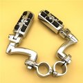 Hongk- Chrome Peg Mounting Kit With Wing Zombie Sull Foot Compatible Bike Equipped 1-1 2 Inch Front Engine Guard Frame Tube
