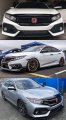 Glossy Black Front Hood Bumper Upper Trim Nose Cover Compatible With 2016-2021 Honda Civic 10th Gen Si Hatchback Coupe Sedan