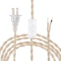 8ft 18 2 Twisted Cloth Covered Lamp Cord Vintage Fabric Electrical Wire With Switch Button And Plug Stripped Ends Ready For 
