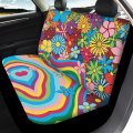 Drydeepin Rainbow Daisy Hippie Car Accessories Bench Seat Covers For Trucks 70s 80s 90s Wavy Swirl Print Saddle Blanket Cover