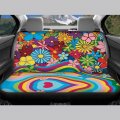 Drydeepin Rainbow Daisy Hippie Car Accessories Bench Seat Covers For Trucks 70s 80s 90s Wavy Swirl Print Saddle Blanket Cover