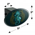 Blue Seahorse With Kelp Oval Tow Trailer Hitch Cover Plug Insert