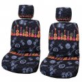 Winnie Fashion 2 Hawaiian Car Seat Covers W Headrest Ukulele Black And Navy Standard No Customization 