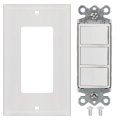 Baomain Triple Rocker Combination Switch 15 Amp 120 Volt 3 Individual Switches Commercial Grade With Ground Screw White Wall