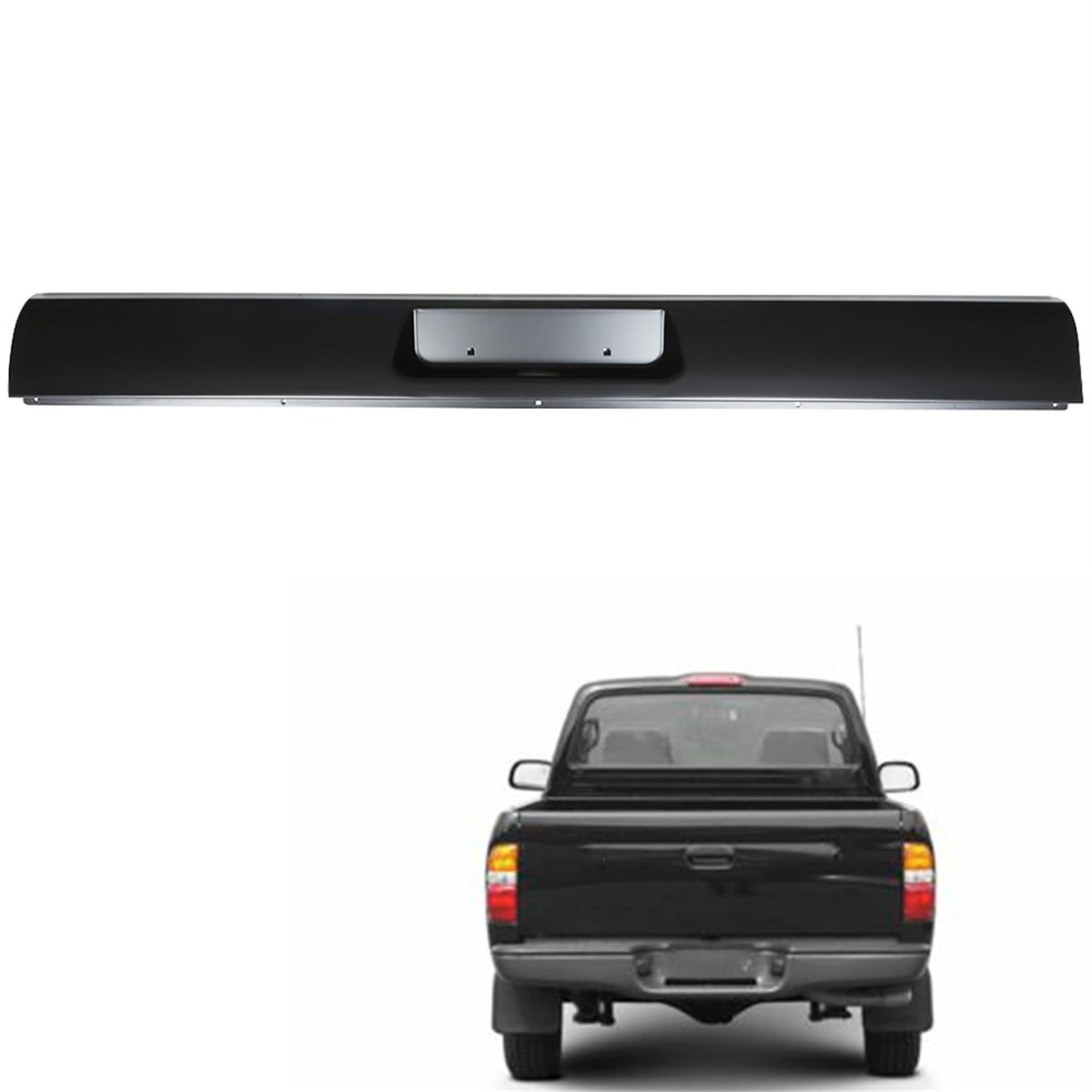 Rear Bumper Roll Pan Steel Black Replacement For 1995-2004 Tacoma With License Led Lamp Screws