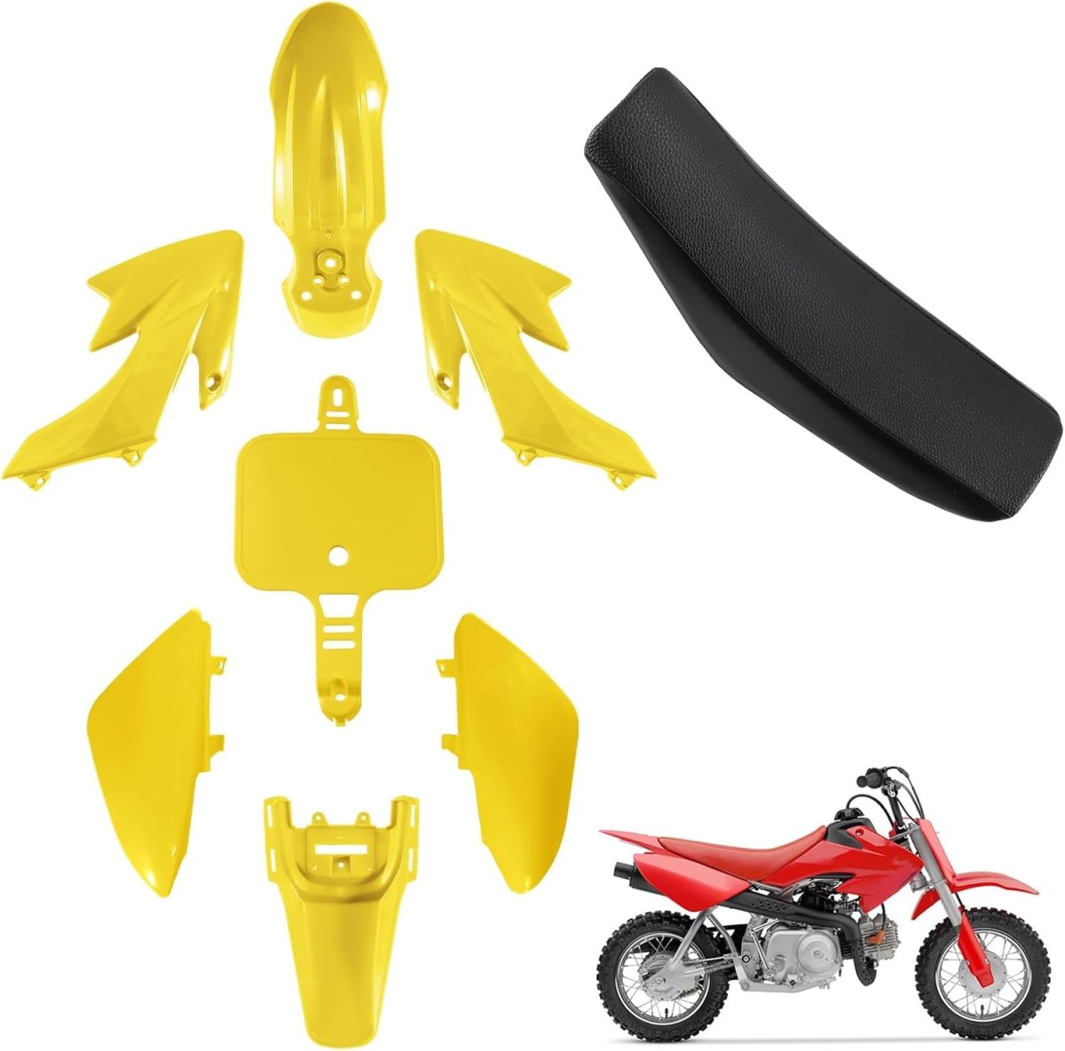 Plastics Fender Kit With Black Seat For Honda Crf50 Xr50 Chinese 50cc 70cc 90cc Dirt Pit Bike Yellow