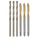 Tap And Drill Bit Set 3pcs M3 X 0 5 Metric Spiral Point Thread Screw Taps 2 5mm Twist Bits Titanium Coated Roasted Yellow 