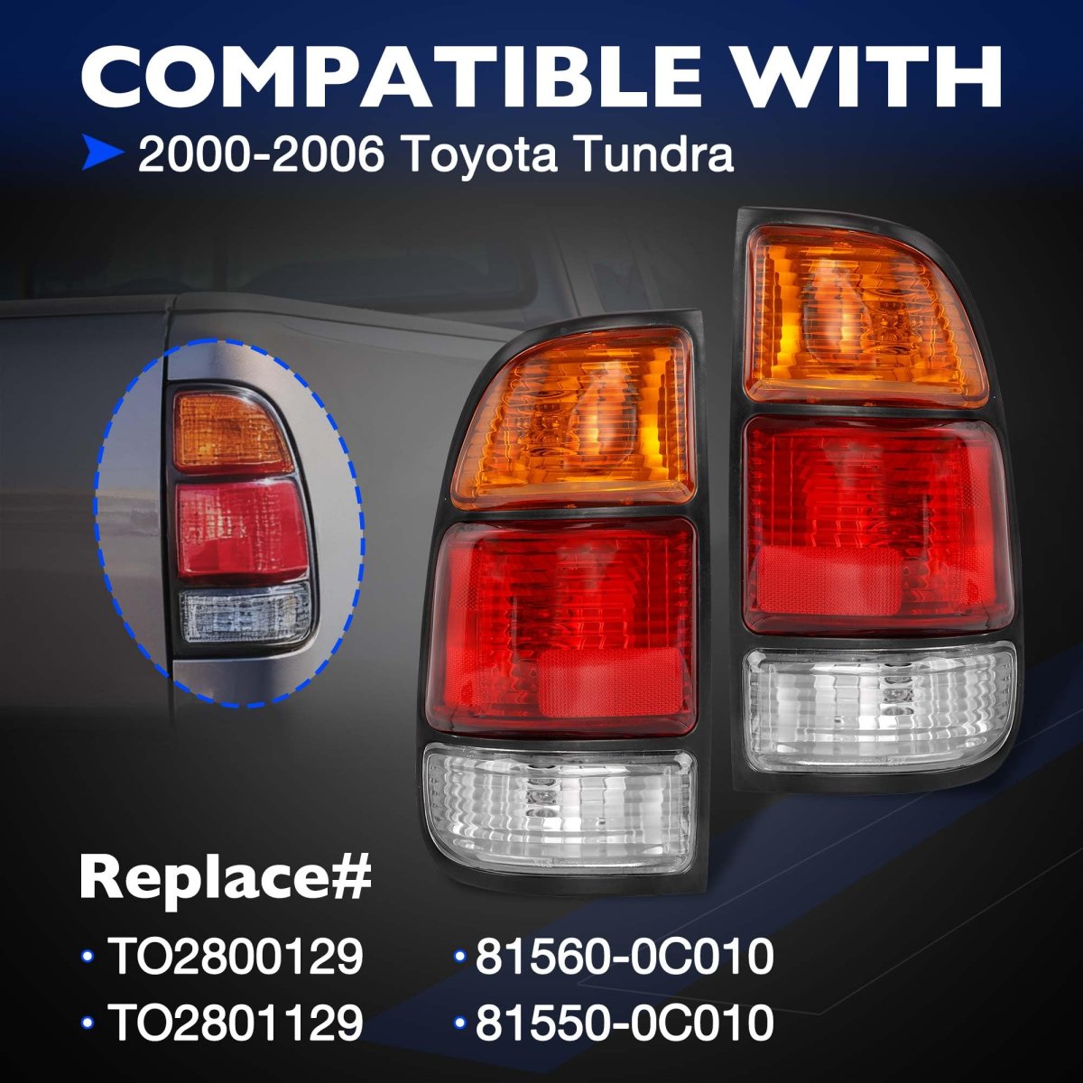 Tail Light Assemblies For Toyota Tundra 2000 To 2006 Regular And Access Cab Left Right Rear Brake Lamp Set Replaces 81560 0c010
