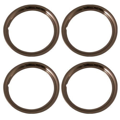 Set Of 4 New Chrome Plated Steel 16 Inch Beauty Trim Rings With Metal Clip Retention System Part 1516c