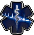 Weston Ink Reflective Star Of Life With Heartbeat Emergency Ems Emt Paramedic Decal In Blue 
