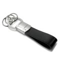 Chevrolet Corvette C7 Black Genuine Leather Strap Chrome Round Hook Metal Key Chain Official Licensed 