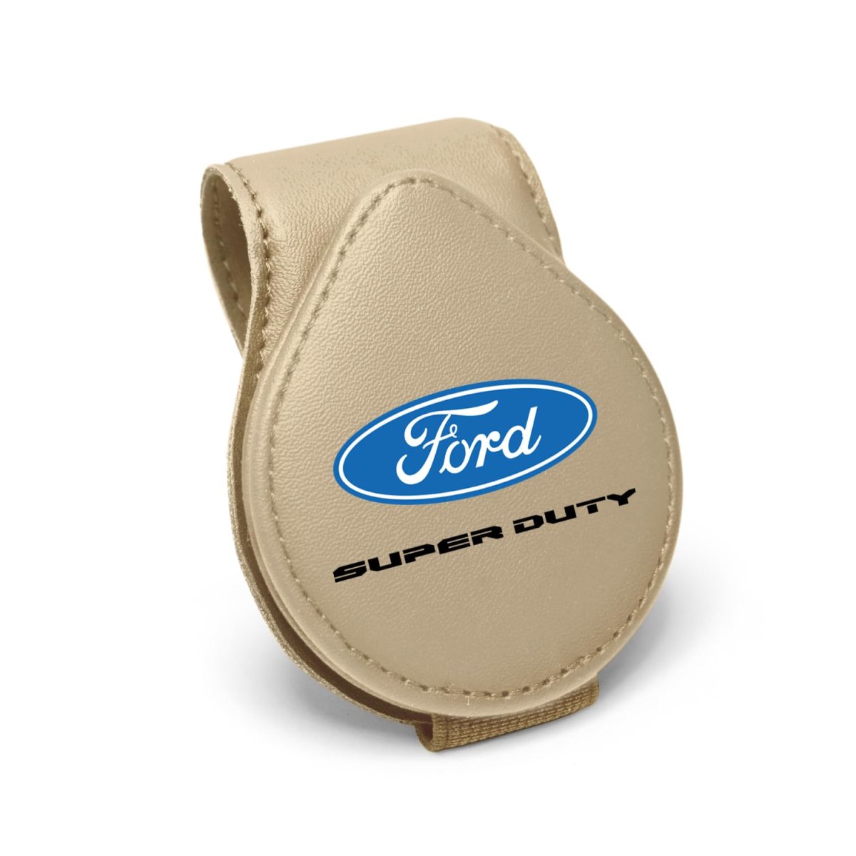 Ford Super Duty Logo Beige Faux Leather Magnetic Sunglass Holder Car Sun Visor Mount Clip Official Licensed 2 5 In X 3 38