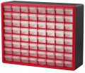 Akro-mils 10164 64 Drawer Plastic Parts Storage Hardware And Craft Cabinet 20-inch W X 6-inch D 16-inch H Red 