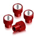 Lincoln Logo In White On Red Easy-grip Aluminum Tire Valve Stem Caps Official Licensed 