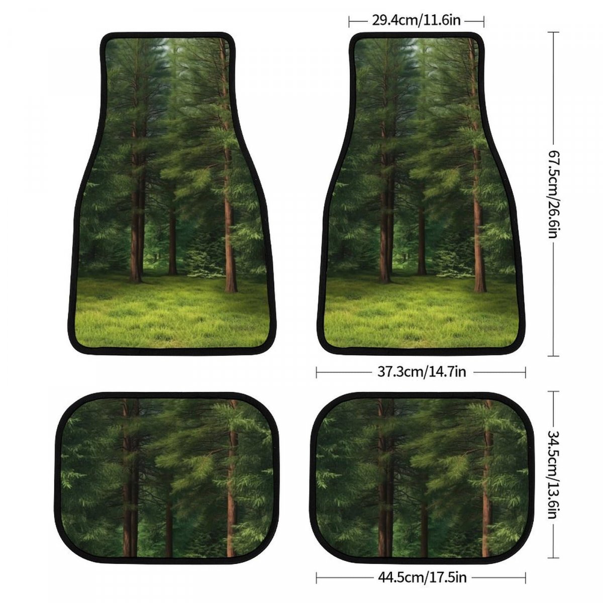 Rainforest Landscape Car Floor Mat Set Universal Fit 4-piece Green Forest Automotive Mats All Weather Anti-slip Protectionpets