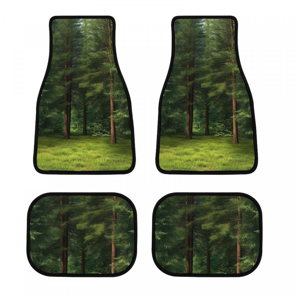 Rainforest Landscape Car Floor Mat Set Universal Fit 4-piece Green Forest Automotive Mats All Weather Anti-slip Protectionpets