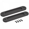 Finger Flush Pull Handle 180x40x5 7mm Oval For Drawer Door Black 2pcs 