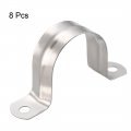 Uxcell 35mm 1 4 Rigid Pipe Strap 2 Holes 304 Stainless Steel Tension Tube Clip Clamp 8pcs