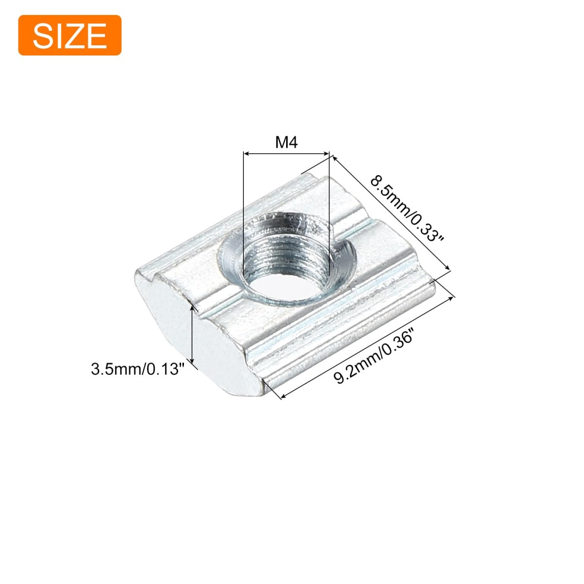20pcs M4 T Nut Tee Sliding Slots T-slot Hammer Nut Block Square Nuts Fastener Carbon Steel Zinc Plated For Aluminum Extrusion