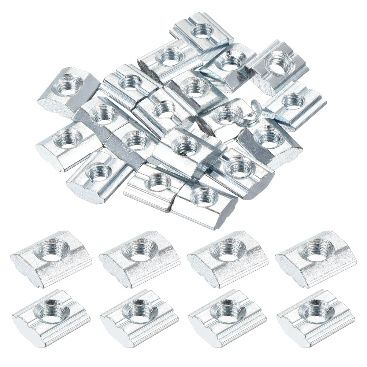 20pcs M4 T Nut Tee Sliding Slots T-slot Hammer Nut Block Square Nuts Fastener Carbon Steel Zinc Plated For Aluminum Extrusion