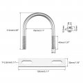 Uxcell Round U-bolts 3 Sets 79mm 11 Inner Width 114mm Length M12 304 Stainless Steel U Clamp Bolt With Nuts And Plates For Boat