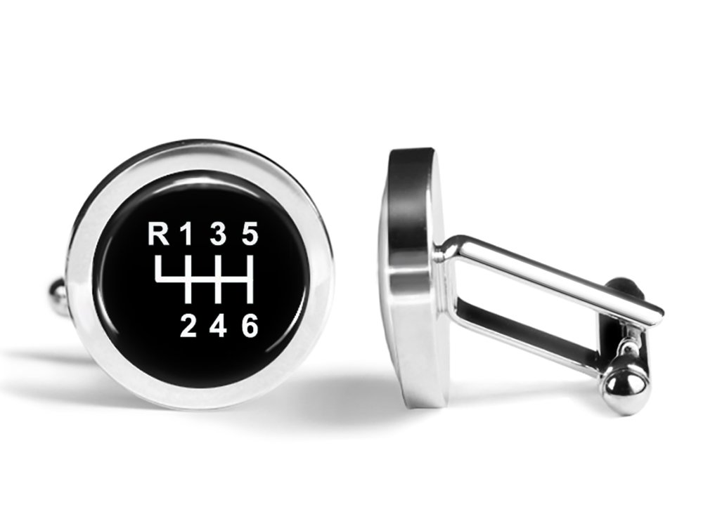 Six Speed Shift Knob Cufflinks Car Shifter Cuff Links Angled Edition