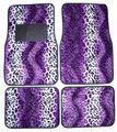 Purple Leopard Animal Print Front Rear Carpet Car Truck Suv Floor Mats 