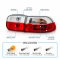 Amerilite 2 4 Door Replacement Brake Trunk Taillights Red Clear Set For 92-95 Honda Civic Passenger And Driver Side