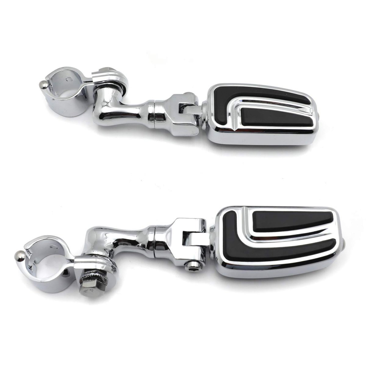 Chrome Short Angled Adjustable Peg Mounting Kit With Airflow Foot For Goldwing Shadow Valkyrie Triumph 1-1 4 Inch 1 25 Front