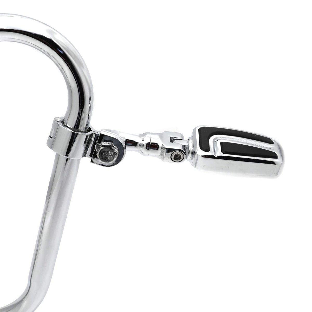 Chrome Short Angled Adjustable Peg Mounting Kit With Airflow Foot For Goldwing Shadow Valkyrie Triumph 1-1 4 Inch 1 25 Front