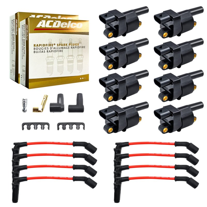 Mas Set Of 8 Ignition Coils Pack Platinum Spark Plugs Wires For Chevrolet Cadillac Gmc Suburban Express Silverado Cts Sierra