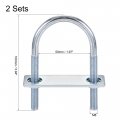 Uxcell Round U-bolts 2 Sets 1 97 50mm Inner Width 100mm Length Steel M8 With Nut Plate