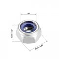 Uxcell Hex Lock Nuts M5 X 0 8mm Stainless Steel Nylon Insert Self-locking For Fasteners 20pcs Silver Tone