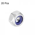 Uxcell Hex Lock Nuts M5 X 0 8mm Stainless Steel Nylon Insert Self-locking For Fasteners 20pcs Silver Tone