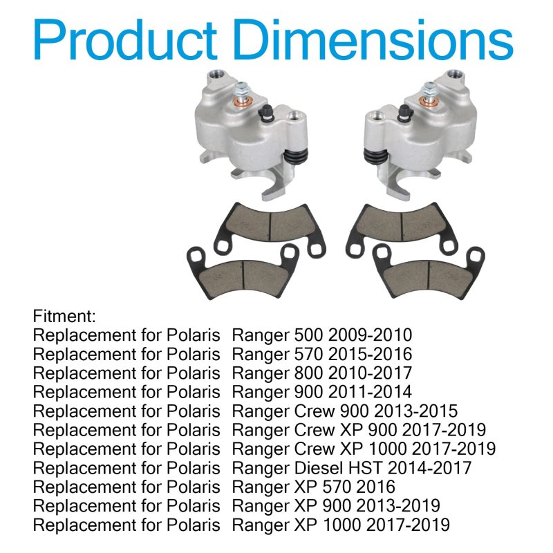 Front Left Right Brake Calipers W Pads Replacement For Polaris Ranger Crew Xp 900 1000