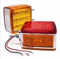 2pc Amber Red 39 Led Double Face Stud Mount Pedestal Fender Stop Turn Tail Light For Truck Trailer Peterbilt Freightliner 