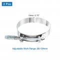Uxcell T-bolt Hose Clamps 2pcs Working Range 96-104mm 201 Stainless Steel Bolt Intake Intercooler Fo Clamp Tube
