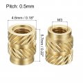 Uxcell Knurled Insert Nuts 120pcs M3 X 5 7mm L 4 6mm Od 3d Printing Brass Female Threadeds Heat Set Insert Embedment Nut