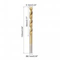 Uxcell 6 1mm Drill Bits High Speed Steel Straight Shank 100mm Length Twist Bit Fully Ground Titanium Coated 2 Pcs