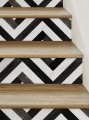 Chevron Striped Wood Stair Riser Strips Black White 15 Pack 48 W X 6 H 