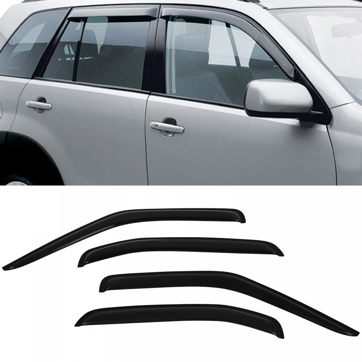 Side Window Deflectors Sun Rain Guards Set Fit For 2000-2004 Nissan Xterra 4 Pcs Black